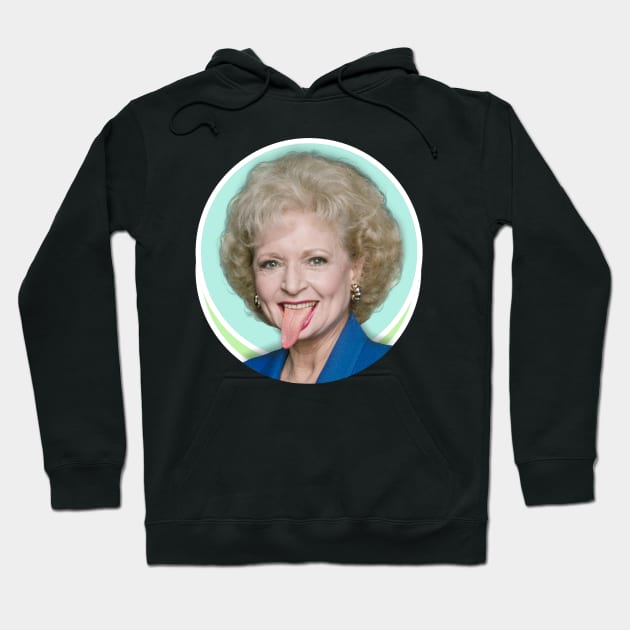 Betty White Tongue Out Hoodie by Indecent Designs